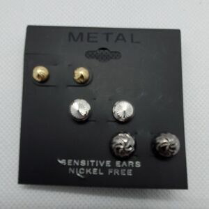 NWT Metal 3 Pairs of Earrings